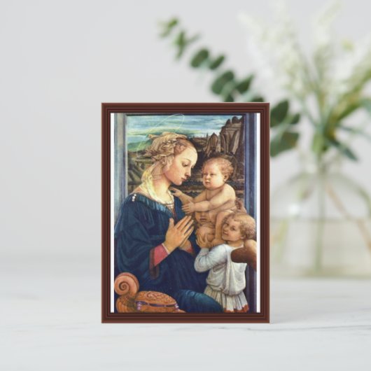 Madonna met twee engelen van lippi fra Filippo Briefkaart (Staand voorkant)