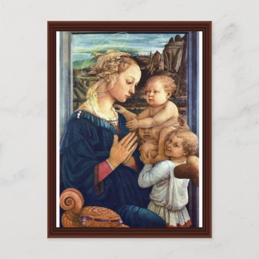 Madonna met twee engelen van lippi fra Filippo Briefkaart (Voorkant)