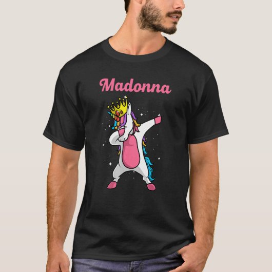 Madonna Name Persoonlijke Birthday Dabbing Unicorn T-shirt (Voorkant)