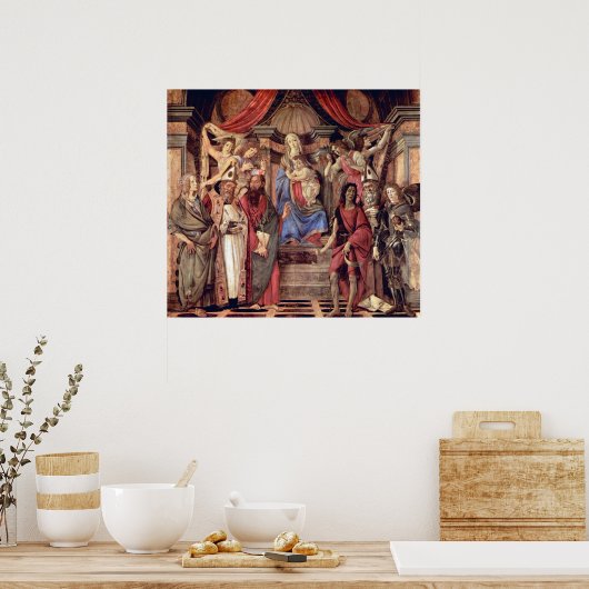 Madonna-troon van engelen en heiligen poster (Keuken)