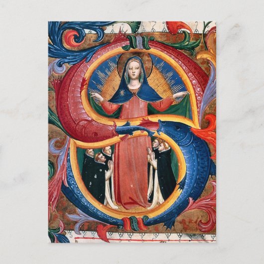 Madonna van barmhartigheid met knielende broeders  briefkaart (Voorkant)