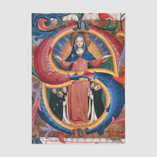 Madonna van barmhartigheid met knielende broeders  tissuepapier (Voorkant)