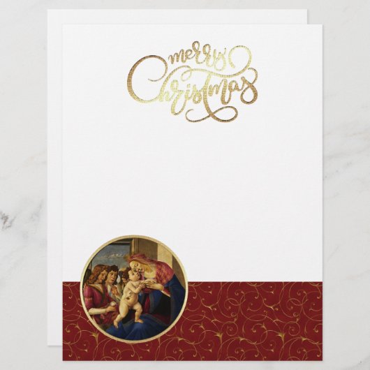 Madonna van Botticelli. Cristmas Letterhead (Voorkant / Achterkant)