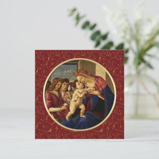 Madonna van Botticelli. Religieuze kerstKaarten Feestdagenkaart (Staand voorkant)