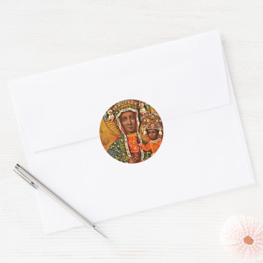 Madonna van Czestochowa Poolse katholieke Maria Ronde Sticker (Envelop)
