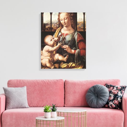 'Madonna van de anjer' Canvas Afdruk (Insitu (Woonkamer))