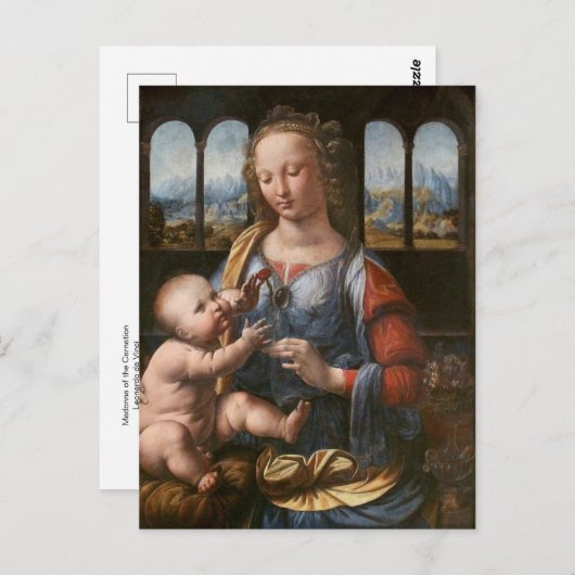 Madonna van de anjer door het Briefkaart Da Vinci (Voorkant / Achterkant)