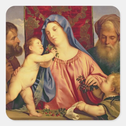 Madonna van de Cherries met Joseph Vierkante Sticker (Voorkant)