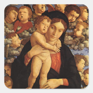 Madonna van de Cherubijnen van Andrea Mantegna Vierkante Sticker