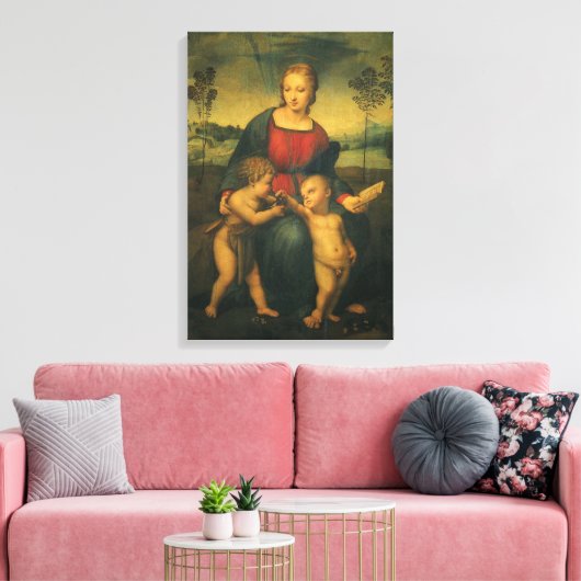 Madonna van de distelvink van Rafaël Santi Canvas Afdruk (Insitu (Woonkamer))
