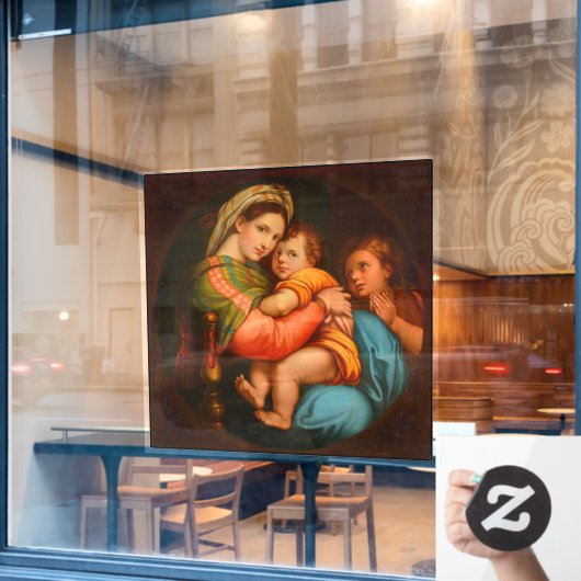 Madonna van de fauteuil Raphael 1895 Raamsticker (Cafe Raam)