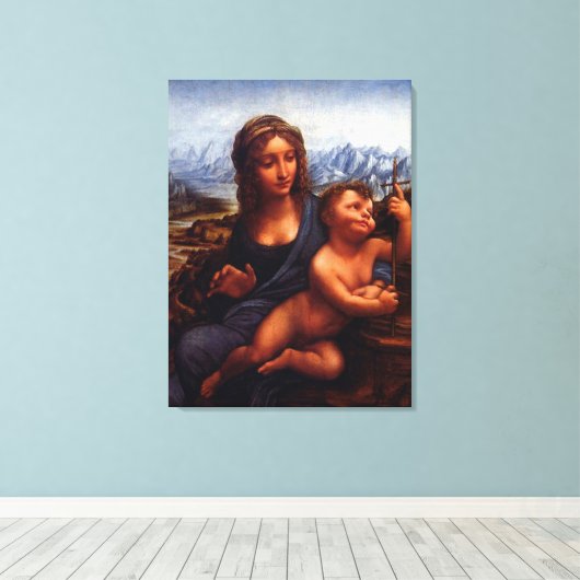 madonna van de garen, Leonardo Da Vinci Canvas Afdruk (Insitu (Houten vloer))