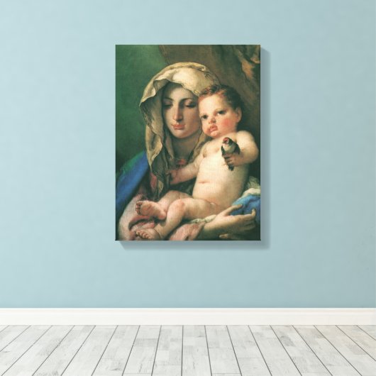 Madonna van de Goldfinch van Tiepolo,  kunst Canvas Afdruk (Insitu (Houten vloer))