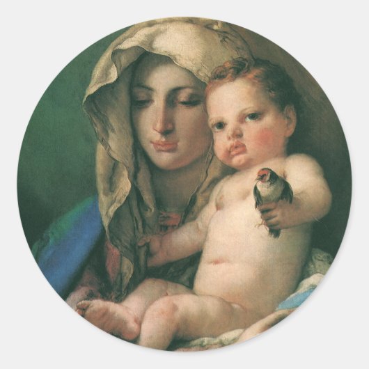 Madonna van de Goldfinch van Tiepolo, kunst Ronde Sticker (Voorkant)