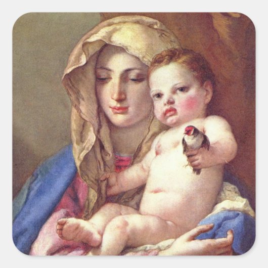 Madonna van de Goldfinch Vierkante Sticker (Voorkant)