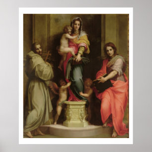 Madonna van de Harpies, 1517 (olie op het paneel) Poster
