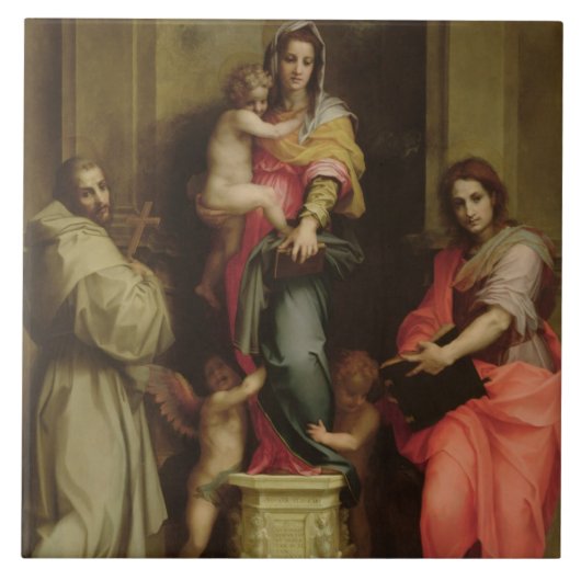 Madonna van de Harpies, 1517 (olie op het paneel) Tegeltje (Voorkant)