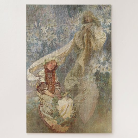 Madonna van de Lelies door Alphonse Mucha Legpuzzel (Verticaal)