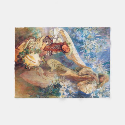 Madonna van de Lily, Mucha Fleece Deken (Voorkant (Horizontaal))