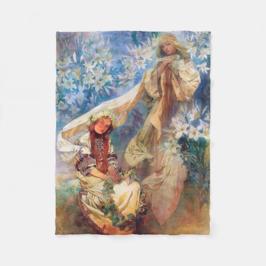 Madonna van de Lily, Mucha Fleece Deken (Voorkant)