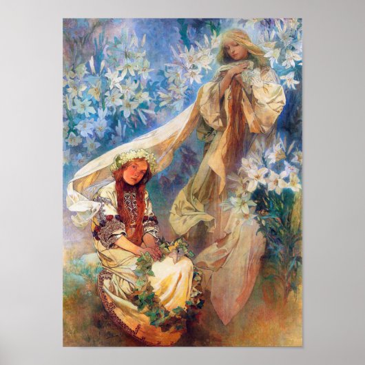Madonna van de Lily, Mucha Poster (Voorkant)