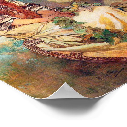 Madonna van de Lily, Mucha Poster (Hoek)