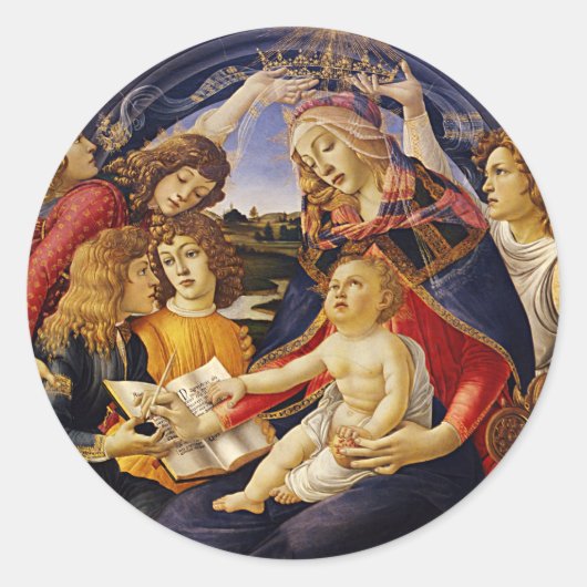 Madonna van de Magnificat door Sandro Botticelli Ronde Sticker (Voorkant)