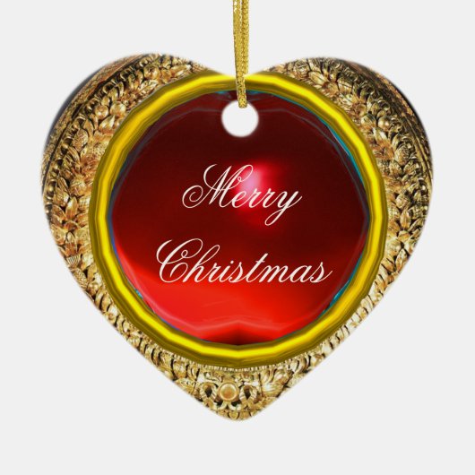 Madonna van de Magnificat/Ruby Gemstone Heart Keramisch Ornament (Voorkant)