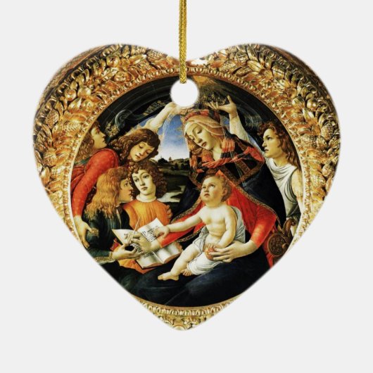 Madonna van de Magnificat/Ruby Gemstone Heart Keramisch Ornament (Achterkant)