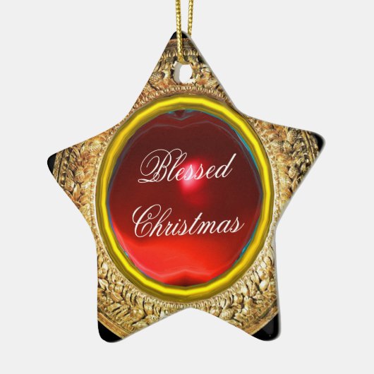 Madonna van de Magnificat/Ruby Gemstone Star Keramisch Ornament (Links)