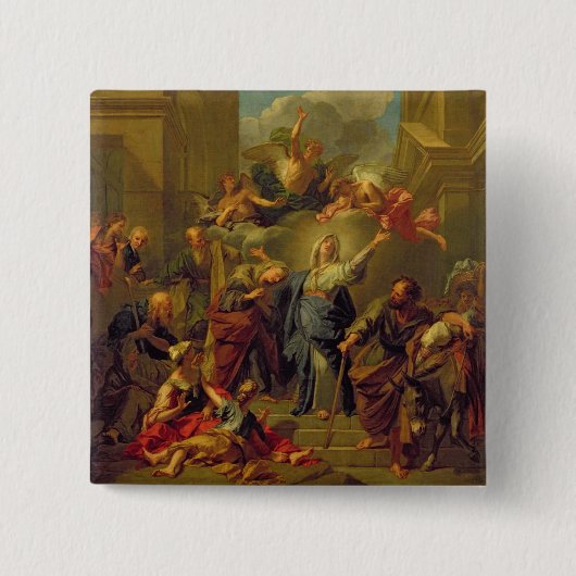 Madonna van de Magnificat Vierkante Button 5,1 Cm (Voorkant)