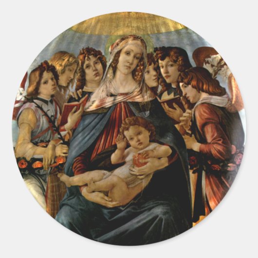 Madonna van de Pomegranaat - Botticelli Ronde Sticker (Voorkant)