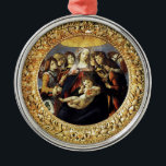 Madonna van de Pomegranaat Metalen Ornament<br><div class="desc">Madonna van de Pomegranaat is een schilderij van de Italiaanse Renaissance-meester Sandro Botticelli, 1487 FLorence Italy.tempera op het paneel.Dit werk beschrijft de Maagd Maria die door engelen wordt gekropen. Het kind Jezus houdt in een hand het granaatappel,  symbool van de herrijzenis.</div>