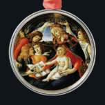 Madonna van de Pomegranaat Metalen Ornament<br><div class="desc">Madonna van de Pomegranaat is een schilderij van de Italiaanse Renaissance-meester Sandro Botticelli, 1487 FLorence Italy.tempera op het paneel.Dit werk beschrijft de Maagd Maria die door engelen wordt gekropen. Het kind Jezus houdt in een hand het granaatappel,  symbool van de herrijzenis.</div>