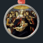 Madonna van de Pomegranaat Metalen Ornament<br><div class="desc">Madonna van de Pomegranaat is een schilderij van de Italiaanse Renaissance-meester Sandro Botticelli, 1487 FLorence Italy.tempera op het paneel.Dit werk beschrijft de Maagd Maria die door engelen wordt gekropen. Het kind Jezus houdt in een hand het granaatappel,  symbool van de herrijzenis.</div>
