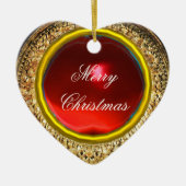 Madonna van de Pomegranaat/Ruby Gemstone Heart Keramisch Ornament (Voorkant)