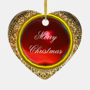 Madonna van de Pomegranaat/Ruby Gemstone Heart Keramisch Ornament