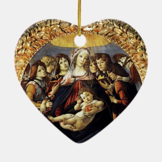 Madonna van de Pomegranaat/Ruby Gemstone Heart Keramisch Ornament (Achterkant)