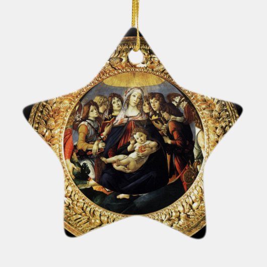 Madonna van de Pomegranaat/Ruby Gemstone Star Keramisch Ornament (Achterkant)