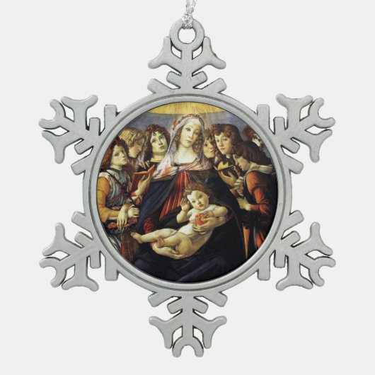 Madonna van de Pomegranaat Tin Sneeuwvlok Ornament (Voorkant)
