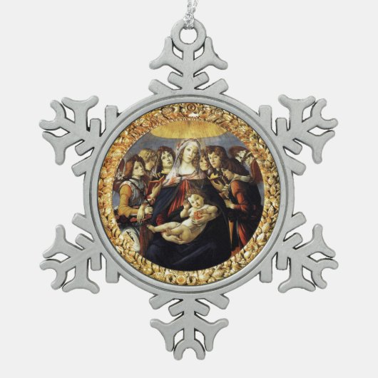 Madonna van de Pomegranaat Tin Sneeuwvlok Ornament (Voorkant)