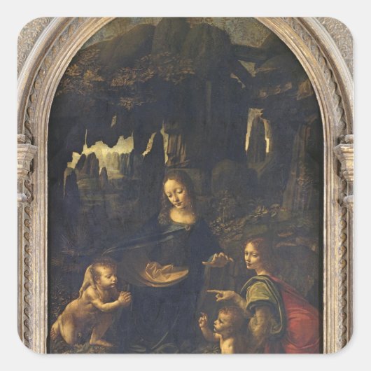 Madonna van de Rocks, c.1478 Vierkante Sticker (Voorkant)