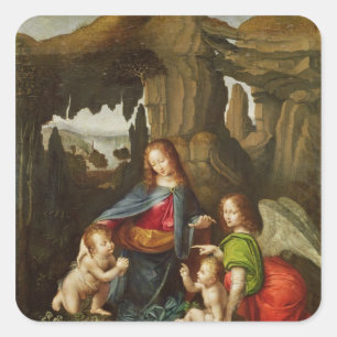 Madonna van de Rocks Vierkante Sticker