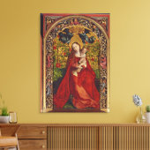 Madonna van de Roos Bower, 1473 Canvas Afdruk (Insitu (Woonkamer))