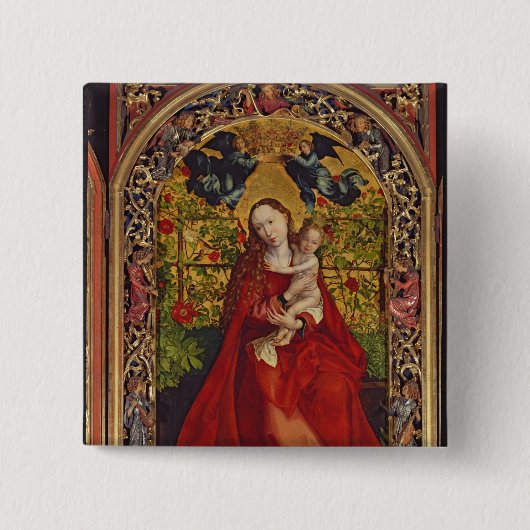 Madonna van de Roos Bower, 1473 Vierkante Button 5,1 Cm (Voorkant)