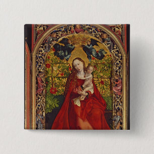 Madonna van de Roos Bower, 1473 Vierkante Button 5,1 Cm