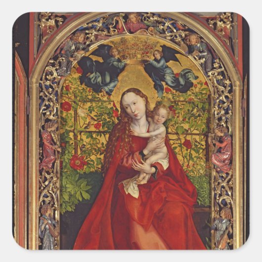 Madonna van de Roos Bower, 1473 Vierkante Sticker (Voorkant)
