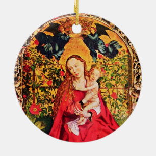 MADONNA VAN DE ROOS BOWER MISTLETOES,HOLLY BERRIES KERAMISCH ORNAMENT