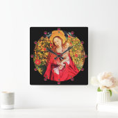 MADONNA VAN DE ROOS BOWER, PINK AMETHYST GEMSTONES VIERKANTE KLOK (Huis)