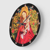 MADONNA VAN DE ROOS BOWER, PINK AMETHYST PARELTJES GROTE KLOK (Hoek)